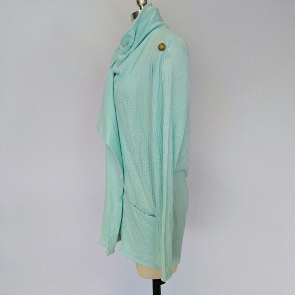 Fresh Produce Mint Green Thermal Wrap Sweater Size M Long Sleeve Made in USA - Picture 6 of 10